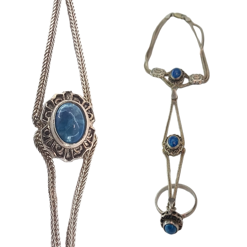 Vintage Silver and Blue Stone Bracelet